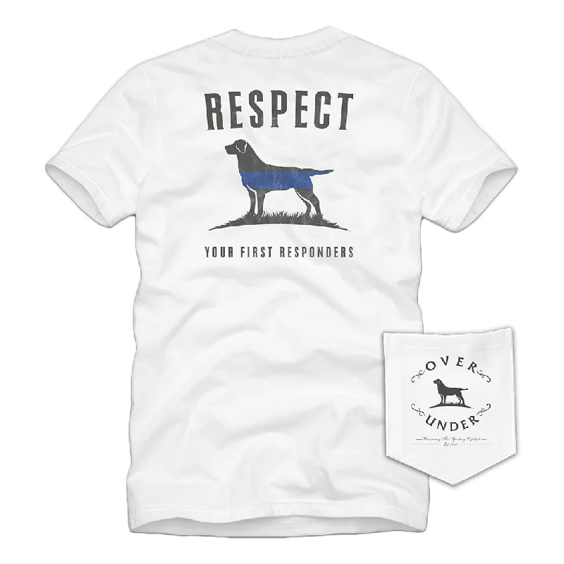 Men’s short-sleeve glib tops-S/S Blue Line Respect T-Shirt White