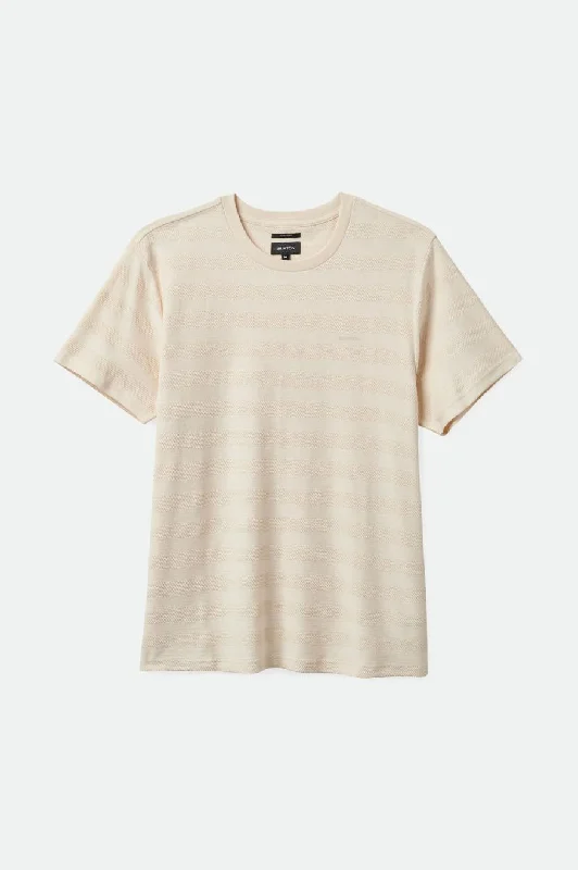 Men’s short-sleeve yowl tops-The City Jacquard Stripe S/S Tee - Whitecap