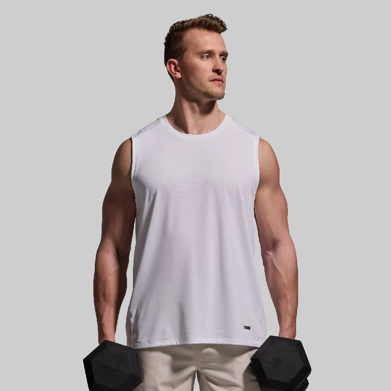 Men’s short-sleeve arc polos-Training Muscle Tank (White)