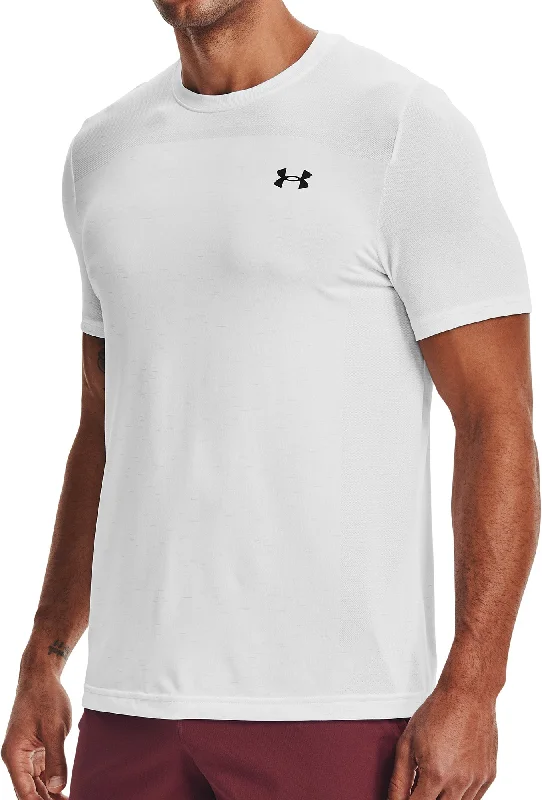 Men’s short-sleeve lush shirts-Under Armour Seamless Short Sleeve Mens Training Top - White