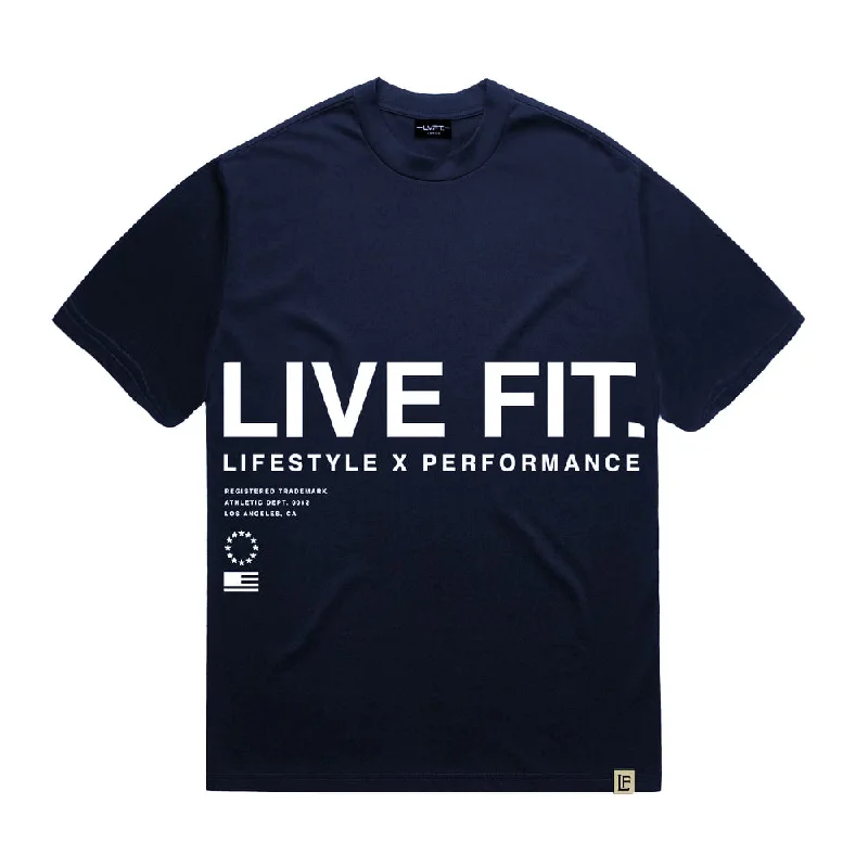 Men’s short-sleeve arch tops-Urban Pump Tee - Navy/White