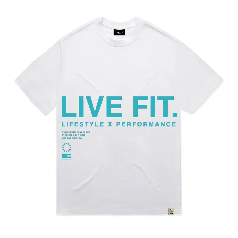 Men’s short-sleeve dote shirts-Urban Pump Tee - White/Teal