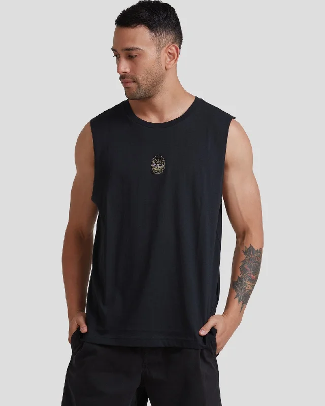 Men’s short-sleeve purl tees-VA Skulls Muscle - Black