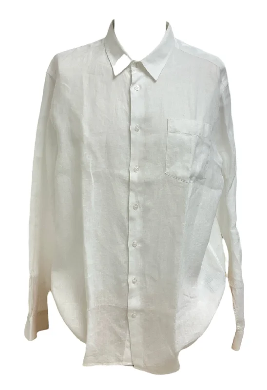 Men’s short-sleeve lilt tees-Vilebrequin Men's Linen Shirt White 2XL