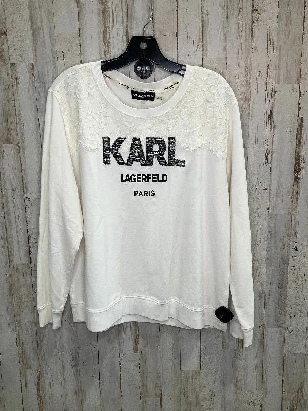 Men’s short-sleeve urge polos-White Sweatshirt Collar Karl Lagerfeld, Size L