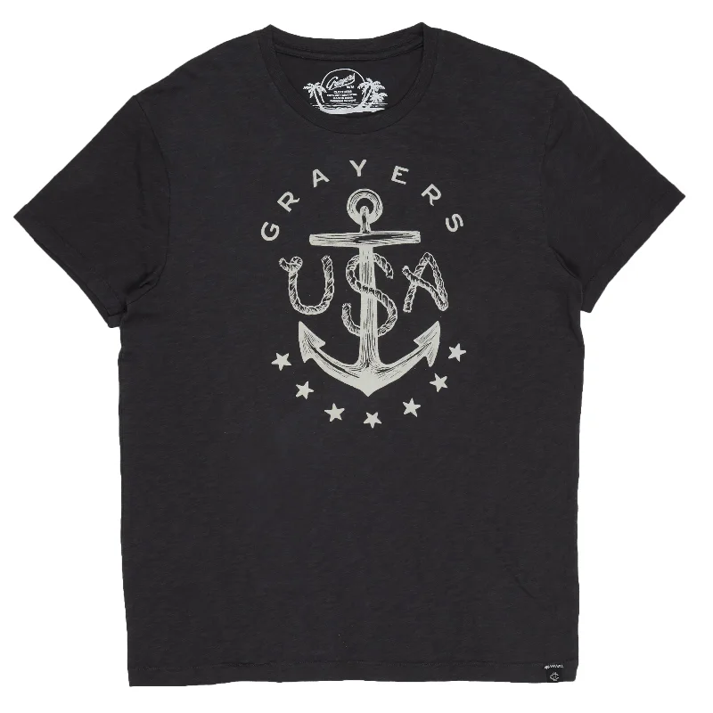 Men’s short-sleeve vent tees-Anchor Print Tee - Forged Iron