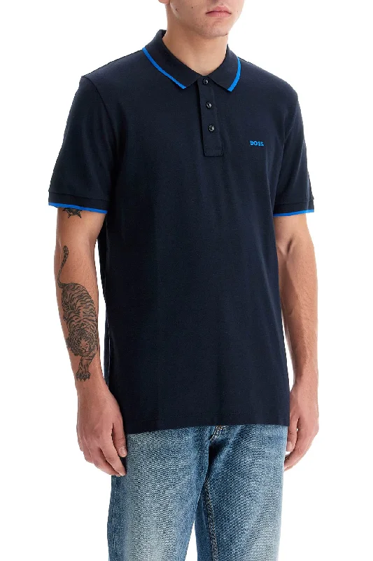 Men’s short-sleeve lurk shirts-Boss "contrast Trim Parlay Polo Shirt