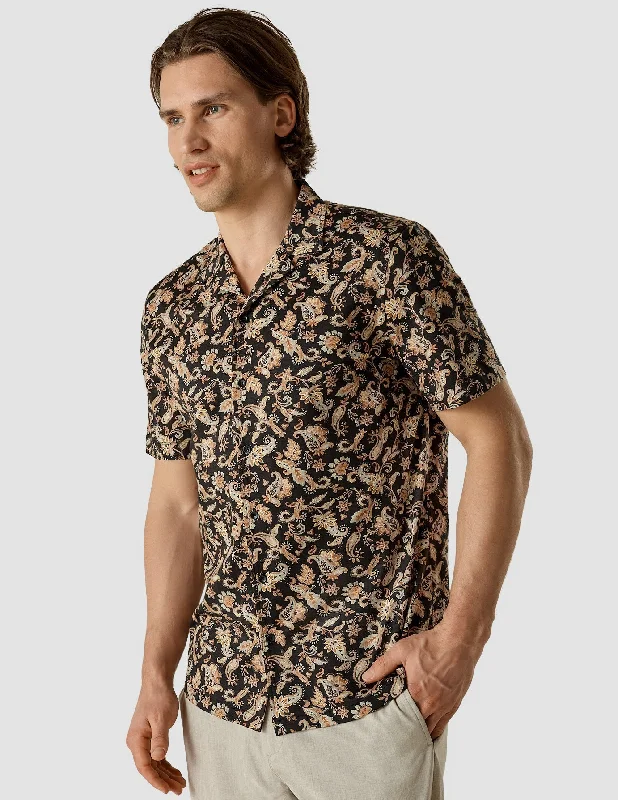 Bowling Short Sleeve Shirt Dark Paisley