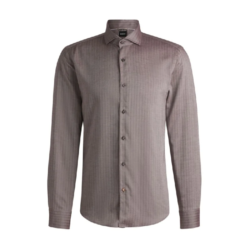 Men's bold ikat-dye shirts-Casual-fit shirt in herringbone twill