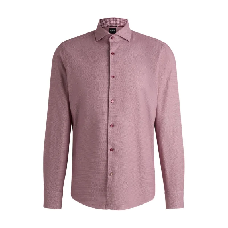 Men's rugged outcrop shirts-Casual-fit shirt in structured cotton with spread collar