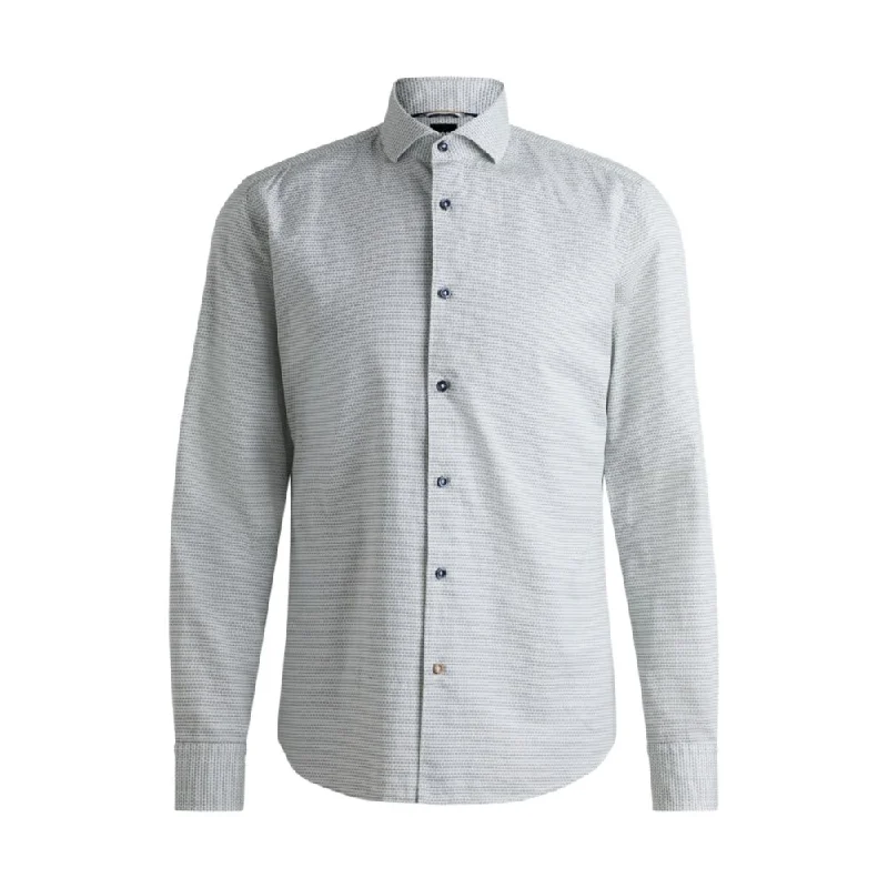 Men's formal micro-pinstripe shirts-Casual-fit shirt in structured cotton with spread collar