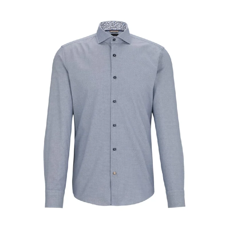 Men's rugged crag shirts-Casual-fit shirt in structured cotton with spread collar