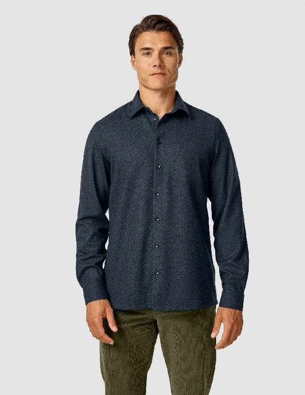 Men's elegant arched shirts-Casual Shirt Dark Navy