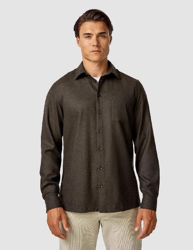 Men's elegant split shirts-Casual Shirt Espresso