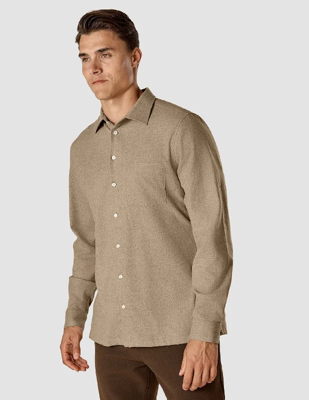 Men's soft ottoman shirts-Casual Shirt Khaki