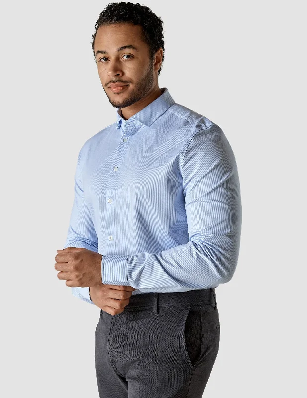 Men's sleek dri-fit shirts-Classic Shirt Light Blue Stripes Regular