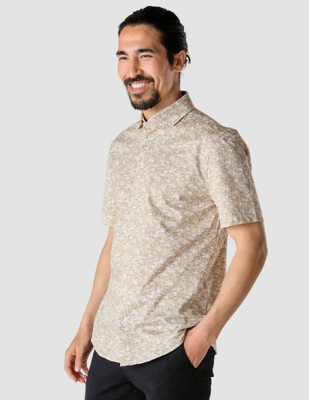 Men's relaxed basket shirts-Classic Short-Sleeved Patterned Shirt Clover