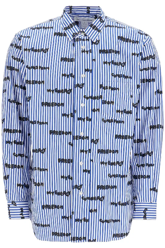 Men's rugged knoll shirts-Comme Des Garcons Shirt Men's Striped Printed Shirt