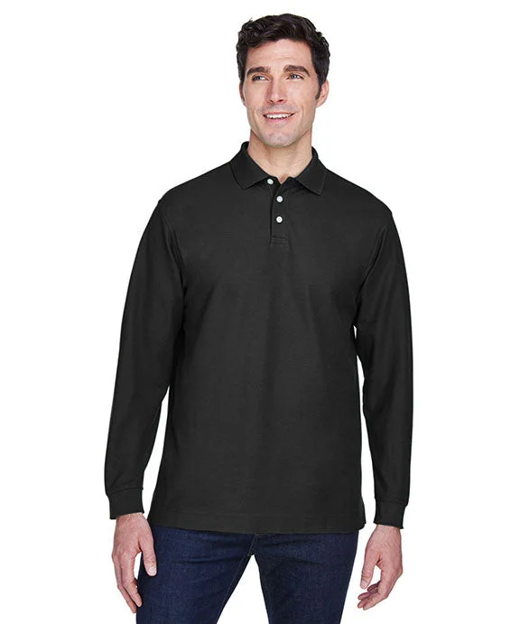 Men’s short-sleeve clod tops-D110 - Devon & Jones Mens Pima Piqué Long-Sleeve Polo Shirt