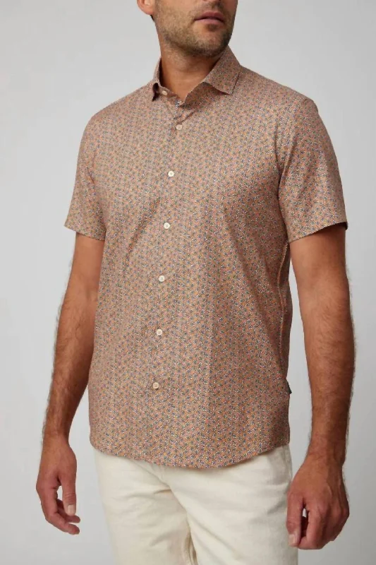 Men's trendy peplum shirts-Daisies Short Sleeve Shirt In Copper