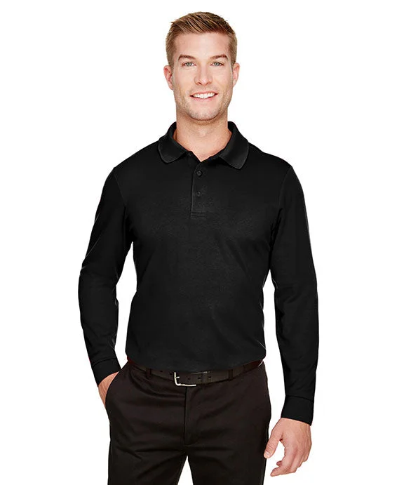 Men’s short-sleeve jolt shirts-DG20L - Devon & Jones CrownLux Performance® Mens Plaited Long Sleeve Polo Shirt