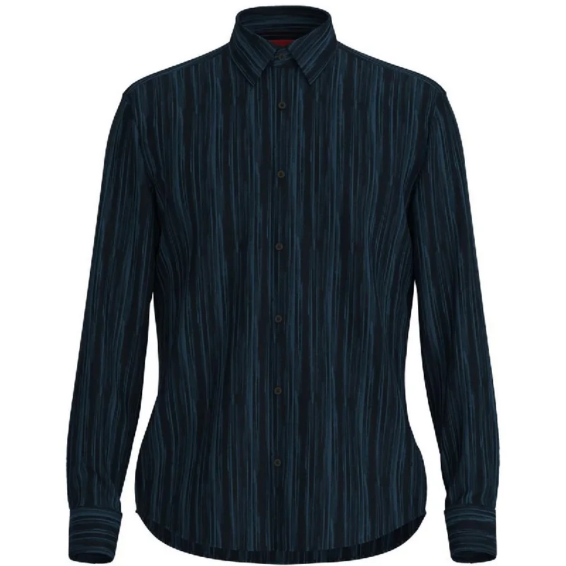 Men's sleek glide shirts-Ermo Mens Slim Fit Stripe Button-Down Shirt