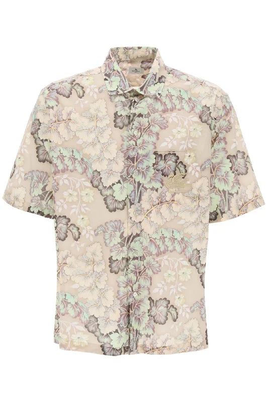 Men's subtle micro-dot shirts-Etro Men's Short-Sleeved Floral Shirt