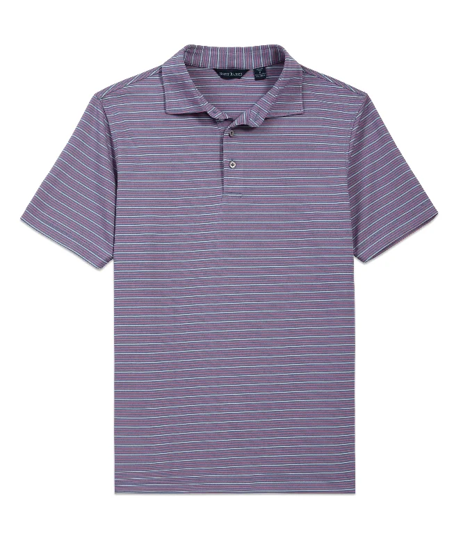 Men's formal tonal shirts-Gradient Stripe Tech Polo, Country Blue