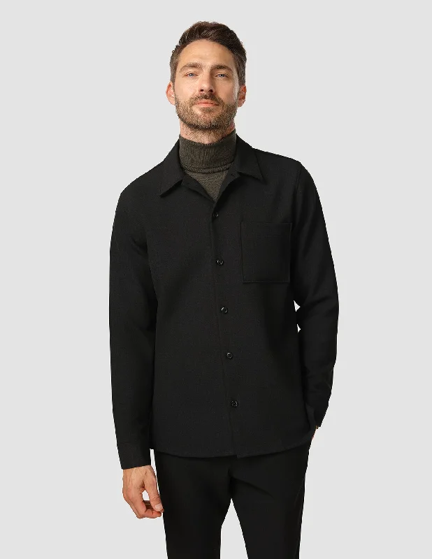 Men's elegant vented shirts-Heavy Edition Transitional Overshirt Black Melange