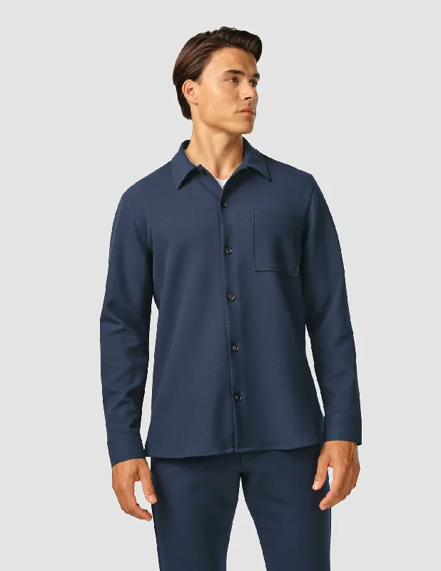 Men's classic center-pleat shirts-Heavy Edition Transitional Overshirt Dark Navy