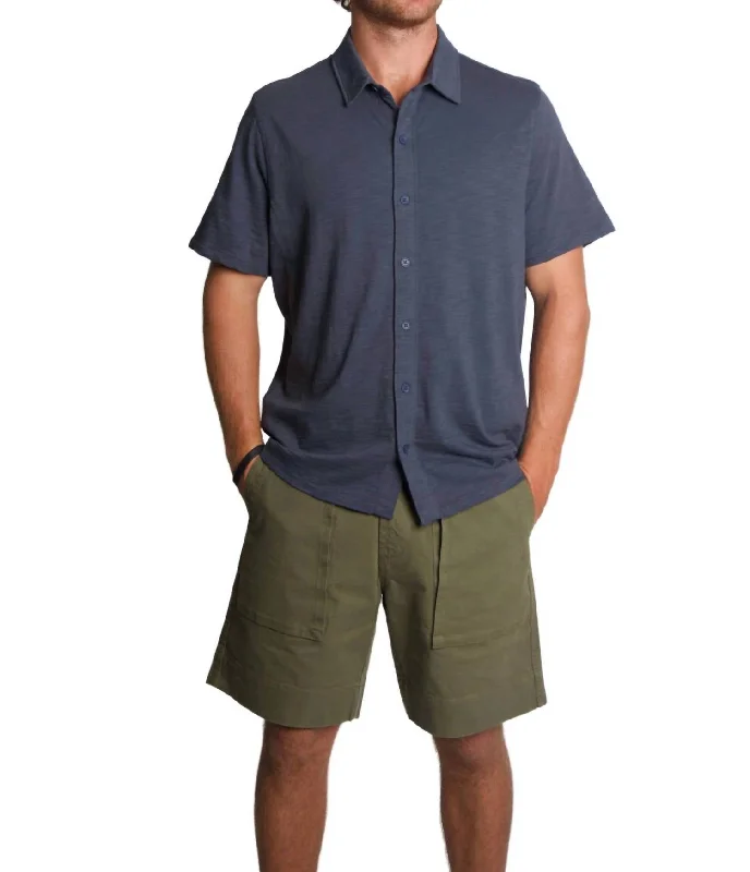 Men's rugged tundra shirts-Heavy Slub Button Down In Navy