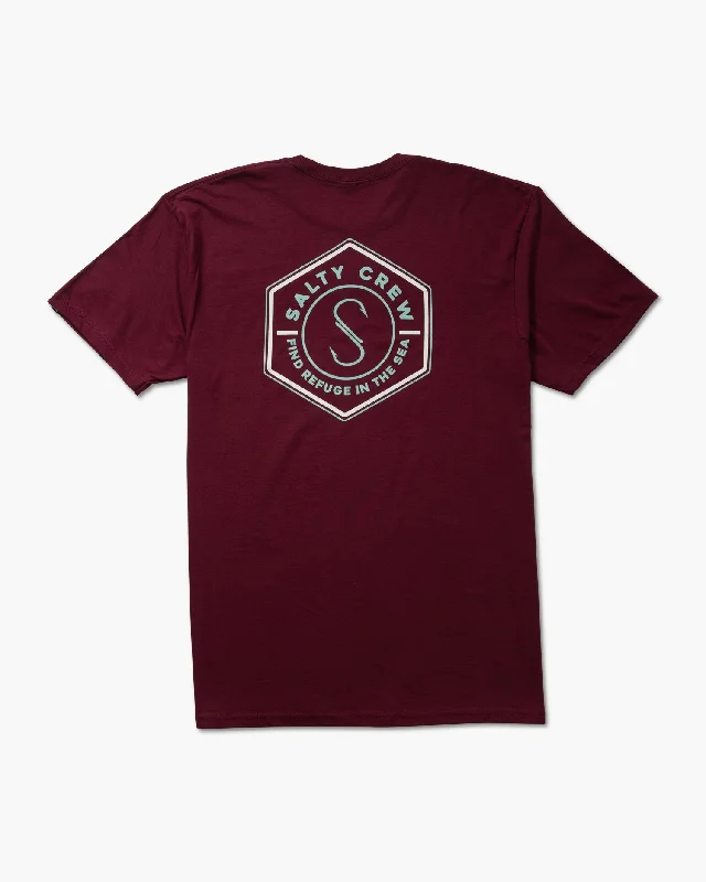 Men’s short-sleeve vane tees-Hexed Classic Tee - Burgundy