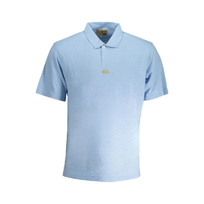 Men’s short-sleeve ooze polos-La Martina blue Cotton Polo Men's Shirt