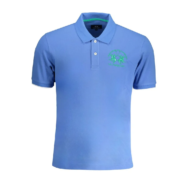 Men’s short-sleeve burr shirts-La Martina blue Cotton Polo Men's Shirt