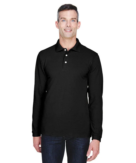 Men’s short-sleeve fawn shirts-M265L - Harriton Mens 5.6 oz. Easy Blend™ Long-Sleeve Polo Shirt