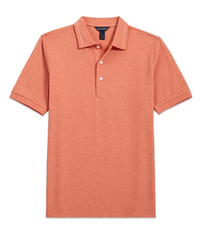 Men's vibrant madras shirts-Pima Silk Pique Polo, Coral