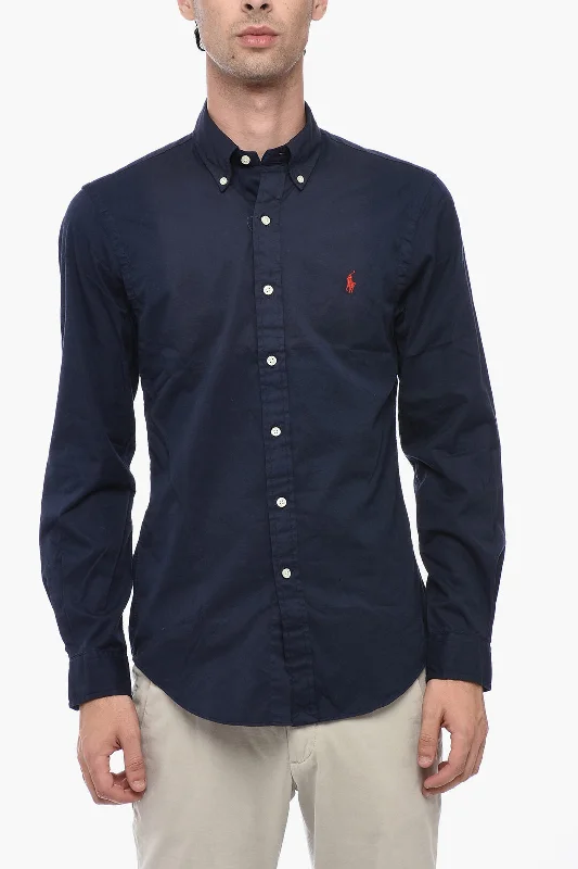 Men’s short-sleeve arch tops-Polo Ralph Lauren Twill Cotton Shirt with Button-down Collar