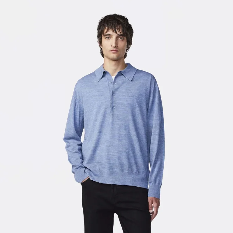 Men’s short-sleeve dote shirts-Raymond 6584 Long Sleeve Polo (Bering Sea)