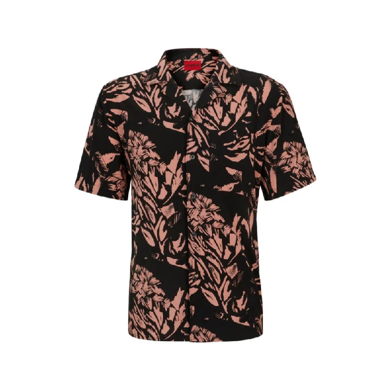 Men's soft mouliné shirts-Relaxed-fit shirt in abstract-print canvas