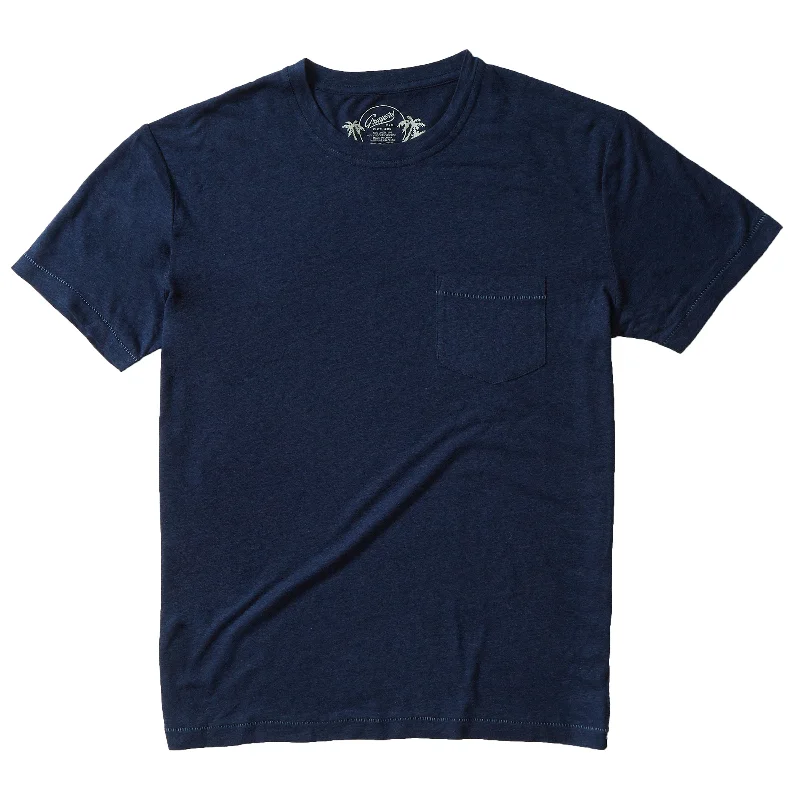 Men’s short-sleeve lilt tees-Safari Linen Blend Pocket Tee - Navy (Final Sale)