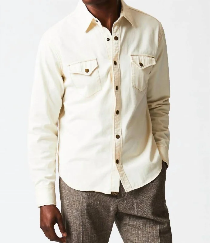 Men's subtle crosshatch shirts-Shoals Twill Shirt In Natural