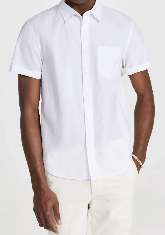 Men's formal tonal shirts-Short Sleeve Mill Shirt In White