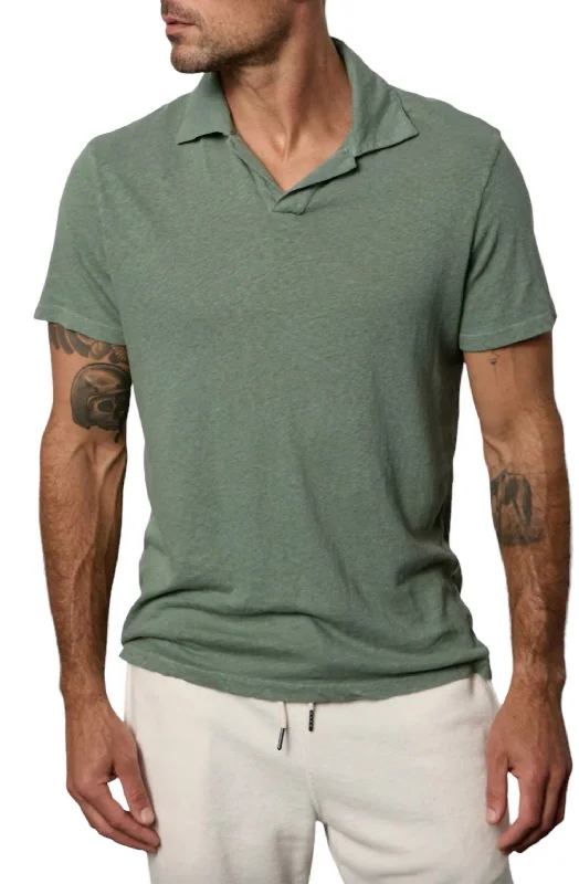 Men’s short-sleeve tope tees-Short Sleeved Beck Terry Polo In Green