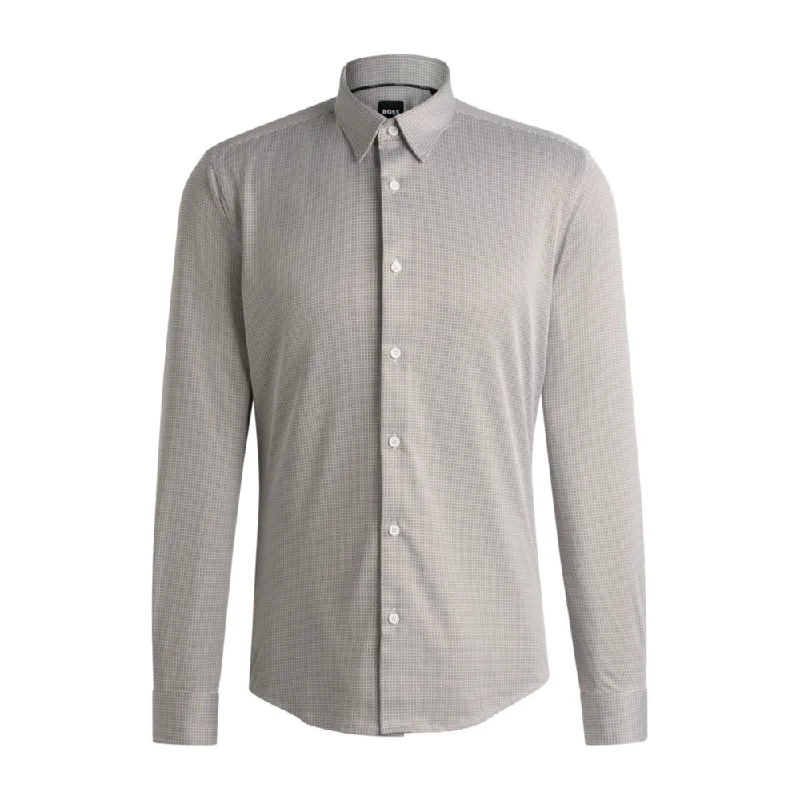 Men's soft lustre shirts-Slim-fit shirt in patterned performance fabric