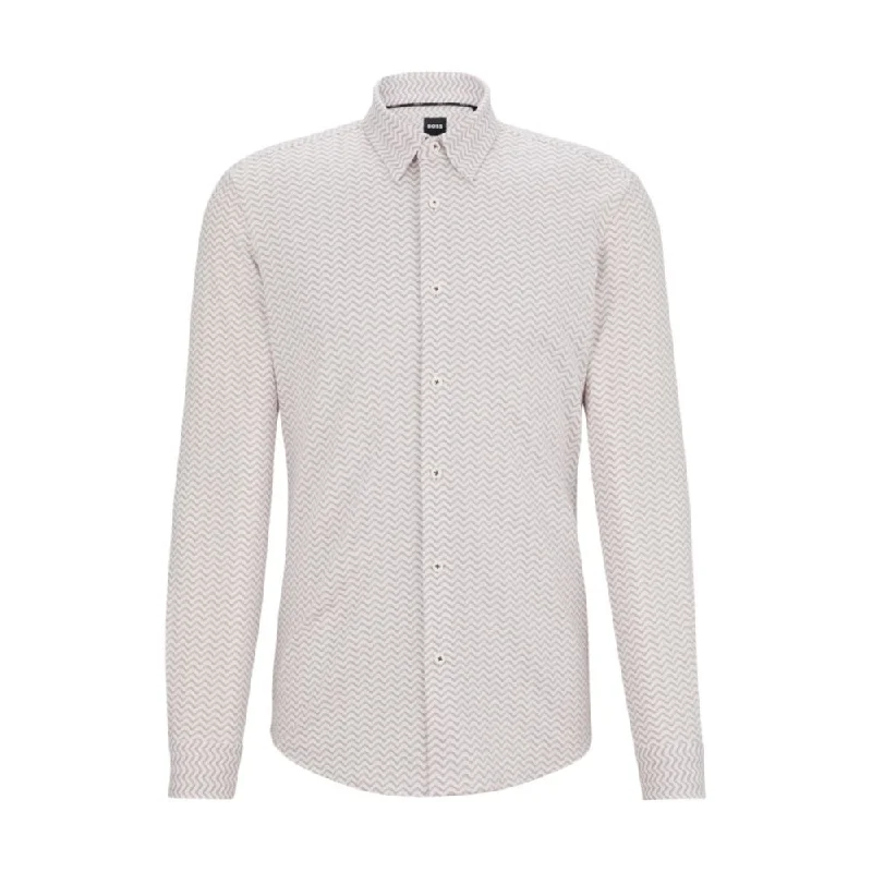 Men's sleek pulse shirts-Slim-fit shirt in patterned performance-stretch fabric