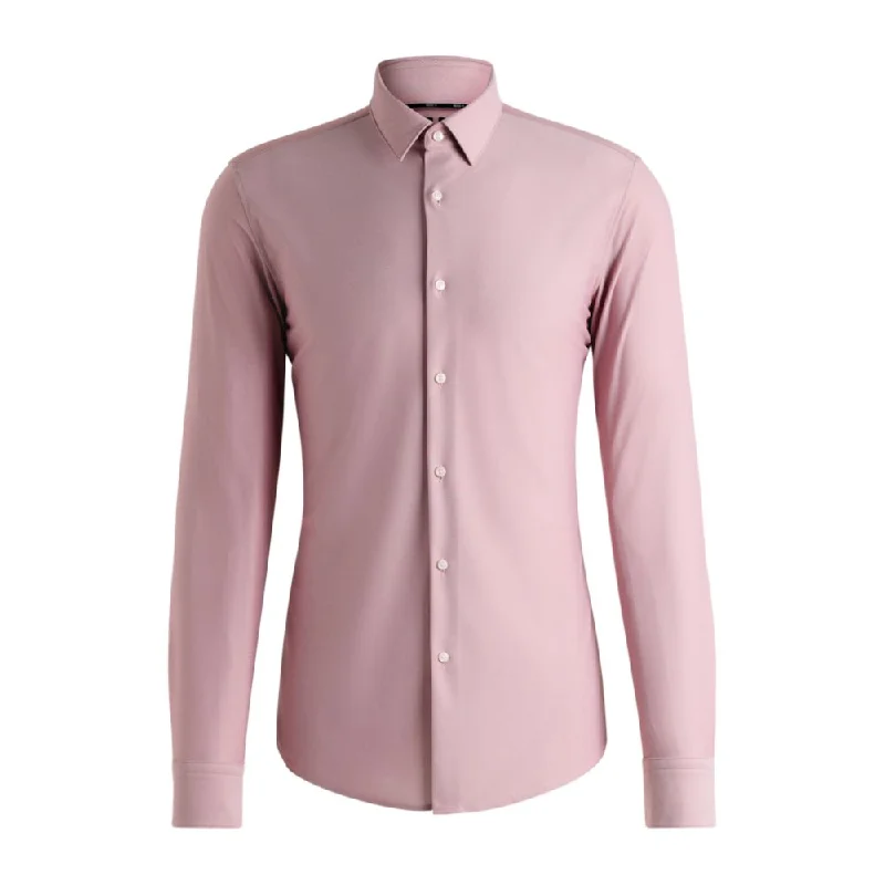 Men's elegant flange shirts-Slim-fit shirt in performance structured jersey