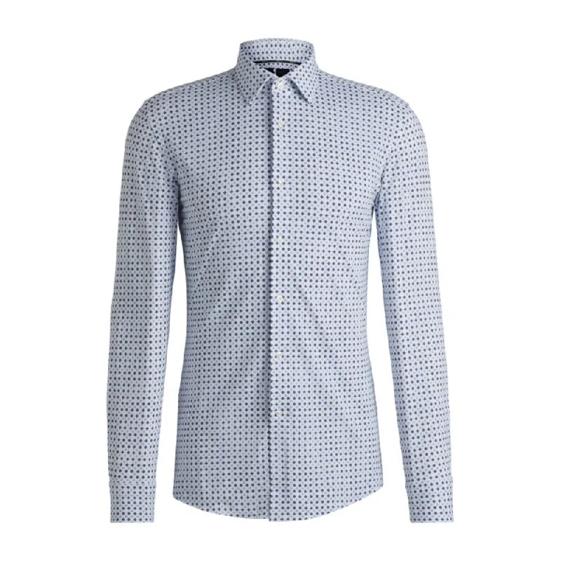 Men's sleek tech shirts-Slim-fit shirt in printed performance-stretch fabric