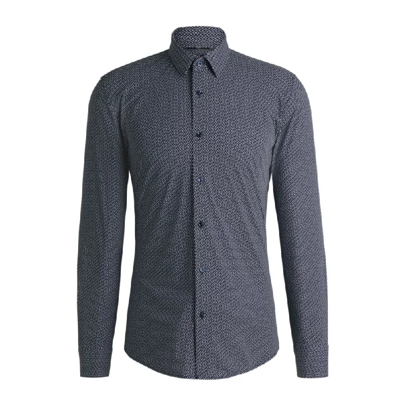 Men's formal micro-twill shirts-Slim-fit shirt in printed performance-stretch jersey