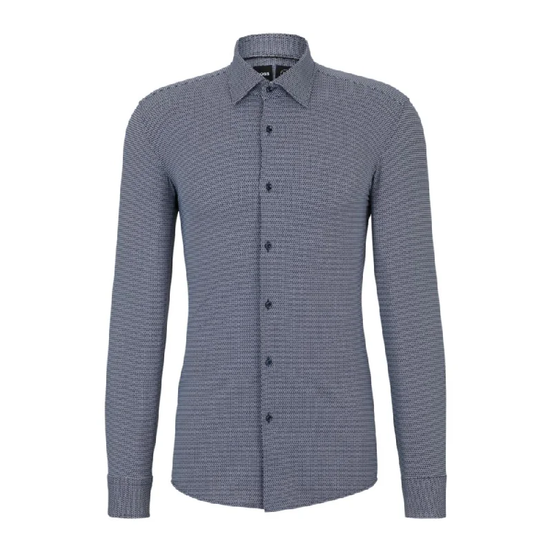 Men's sleek pace shirts-Slim-fit shirt in printed performance-stretch material