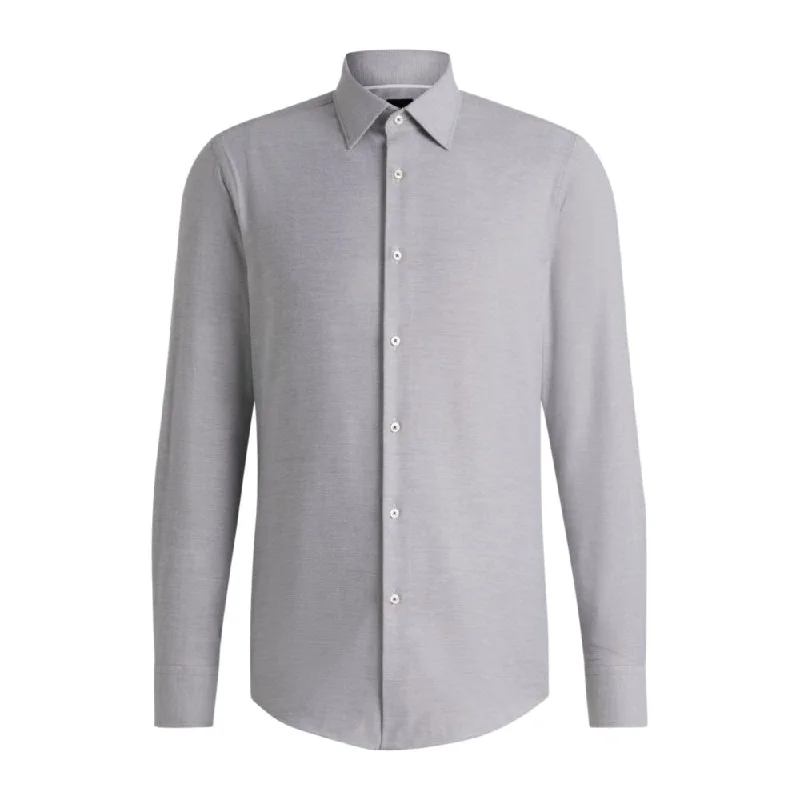 Men's soft velveteen shirts-Slim-fit shirt in structured stretch cotton